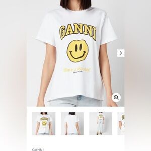 NWT Ganni Smiley Face T-Shirt